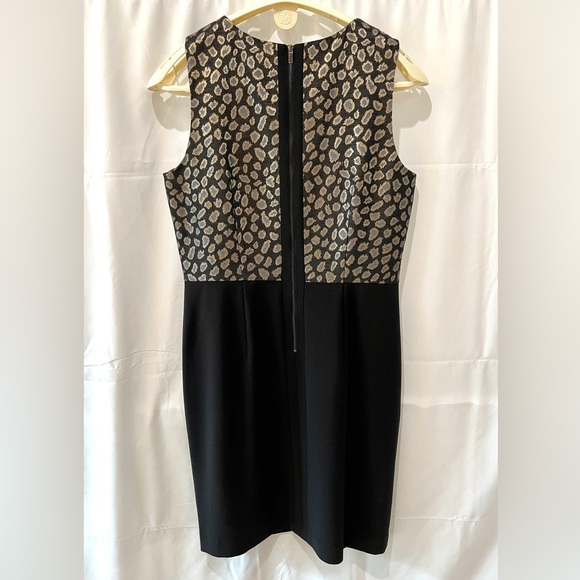 Anne Taylor color block dress, black with stylized leopard print. Size 12 EUC - Picture 2 of 13